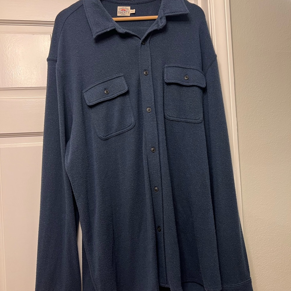 Faherty Men's Casual Button Down Shirt - Navy Blue